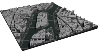 Rendered OBJ-File of Paris including BD TOPO, RGE ALTI and BD ORTHO.